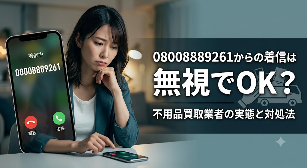 08008889261からの着信は無視でOK？不用品買取業者の実態と対処法まとめ