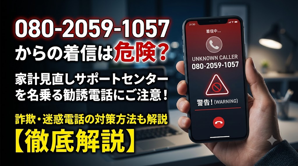 08020591057からの着信は危険？家計見直しサポートセンターを名乗る勧誘電話