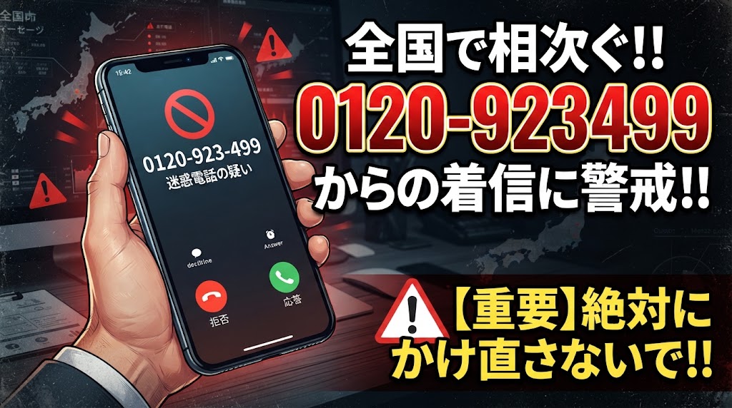 0120923499からの着信が全国で相次ぐ！警戒してください！