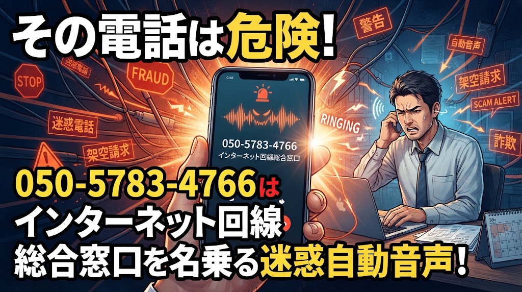 05057834766はインターネット回線総合窓口を名乗る迷惑自動音声！