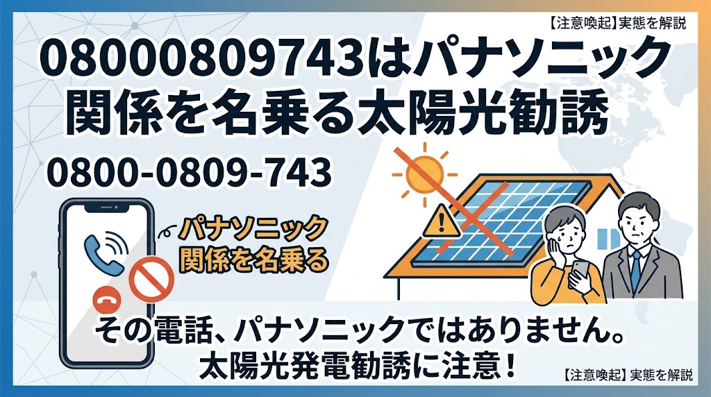08000809743はパナソニック関係を名乗る太陽光勧誘