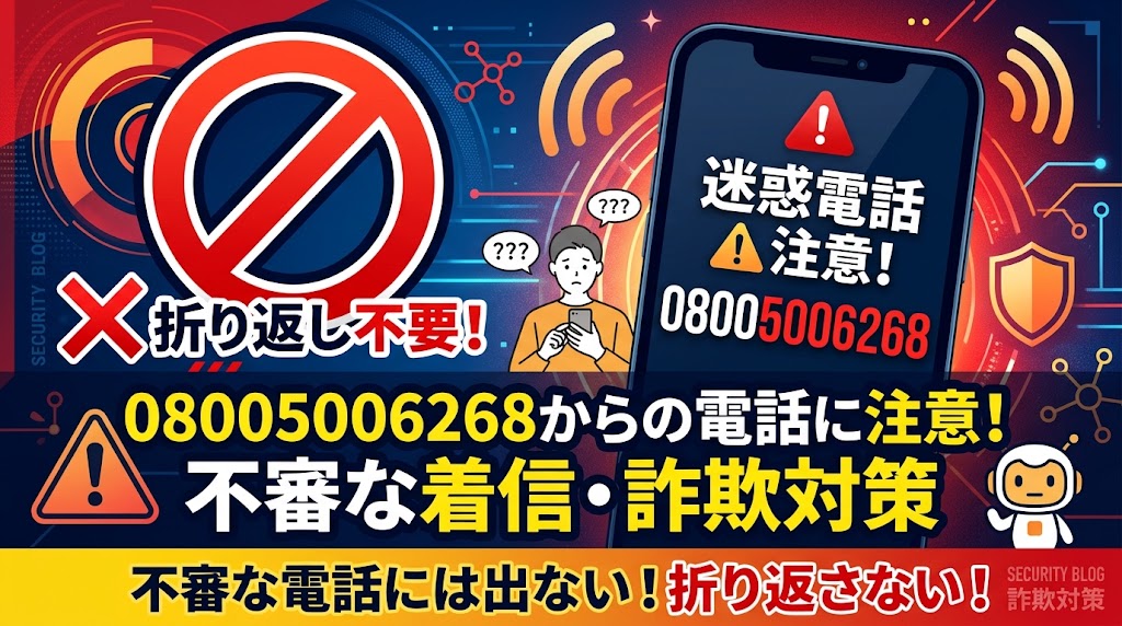 08005006268からの電話に注意してください！折り返し不要