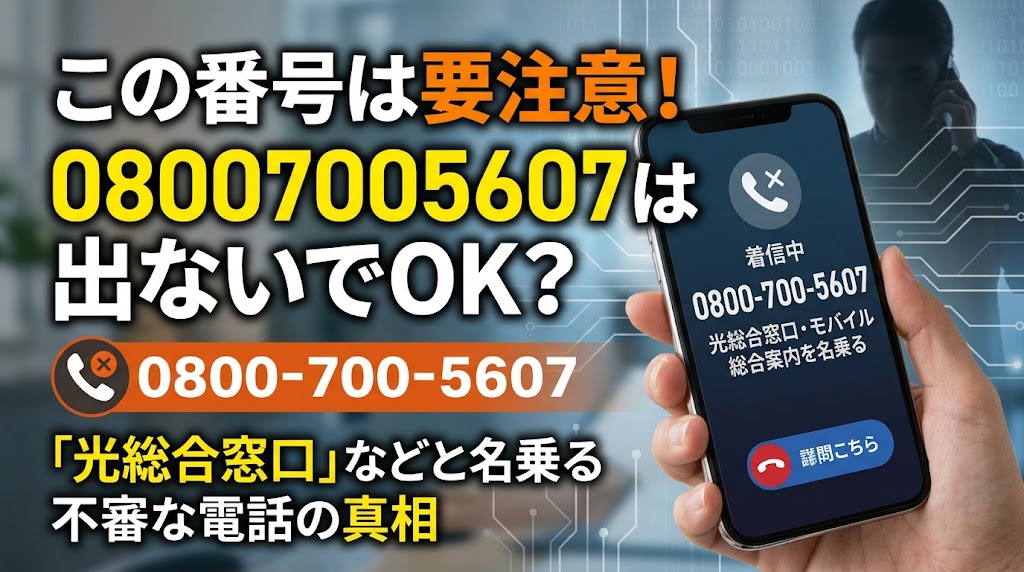 08007005607は出ないでOK？光総合窓口・モバイル総合案内を名乗る